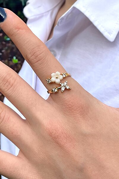 TAKIPORT Adjustable Ring with Flower and Stone Detail – Elegant and Sparkling...