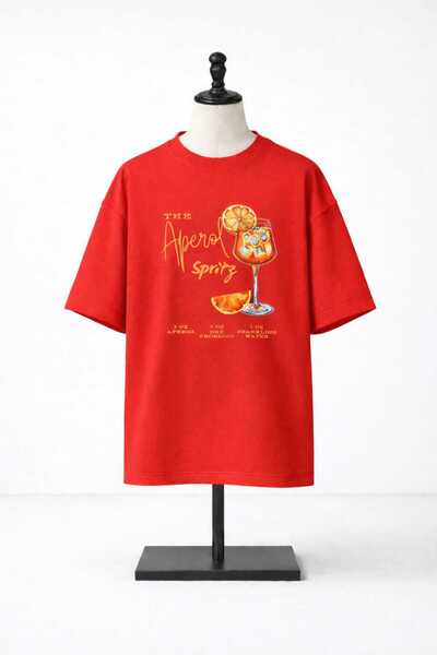 CES.İZ Γυναικείο μπλουζάκι Aperol Spritz με στάμπα, oversized, 100% βαμβάκι, ...