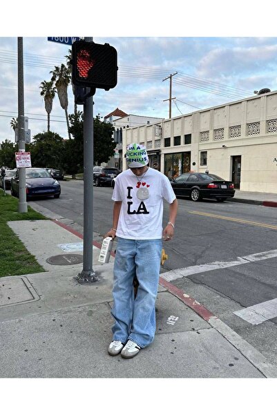 CLASSY.MODA Unisex Λευκό Υπερμεγέθη Μπλουζάκι με Στάμπα Άνετη Γραμμή Καθημερι...