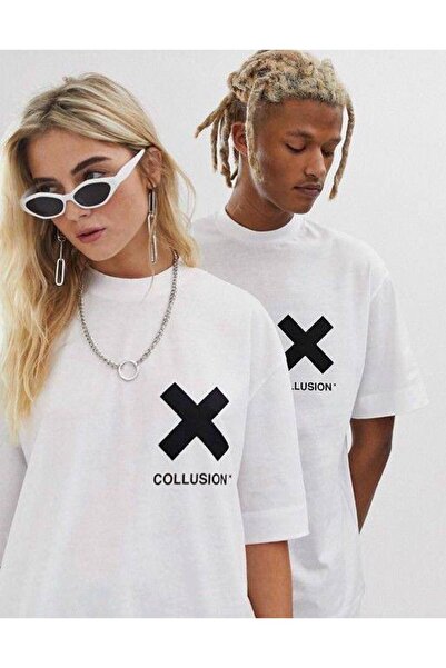 CLASSY.MODA Unisex White Oversize T-Shirt Printed Relaxed Fit Casual Streetwe...