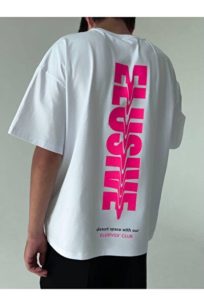 CLASSY.MODA Unisex White Oversize T-Shirt Printed Relaxed Fit Casual Streetwe...