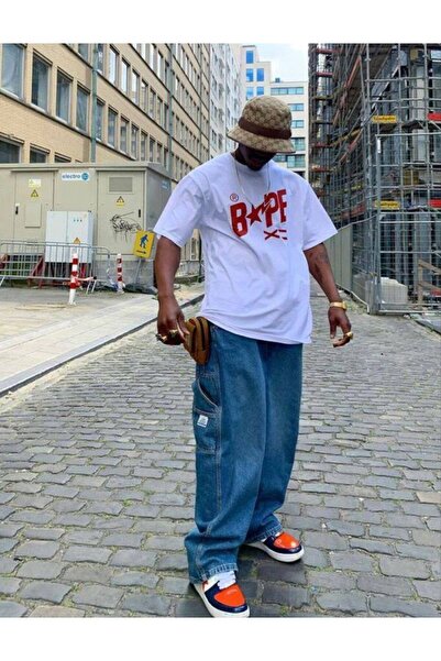 CLASSY.MODA Unisex White Oversize T-Shirt Printed Relaxed Fit Casual Streetwe...