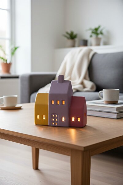 Binbirdemet İskandinav Bohem Seramik Ev Mumluk – Tealight Uyumlu Dekoratif Ev...