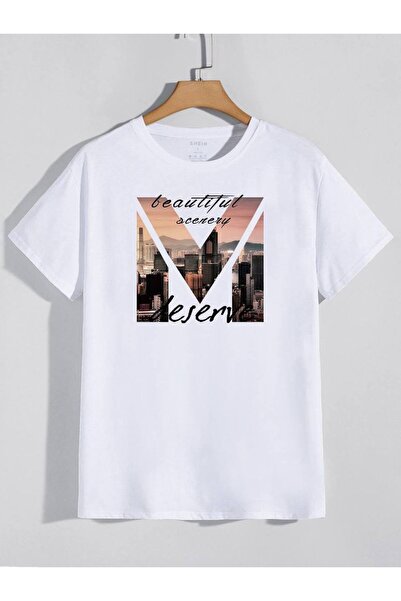CLASSY.MODA Unisex White Oversize T-Shirt Printed Relaxed Fit Casual Streetwe...