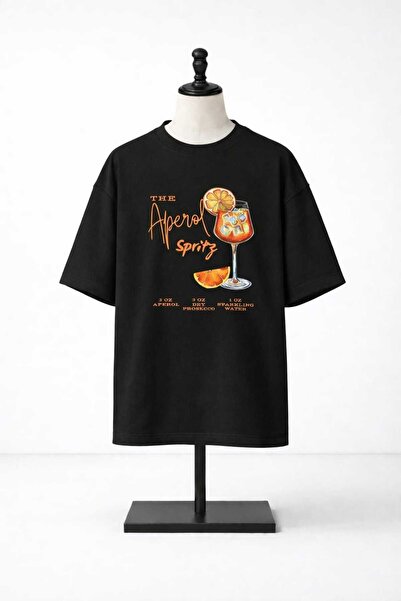 CES.İZ Γυναικείο μπλουζάκι Aperol Spritz με στάμπα, oversized, 100% βαμβάκι, ...
