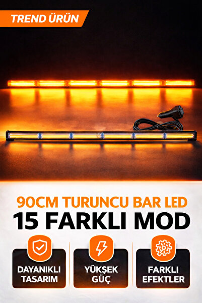 özgürce Turuncu Tepe Çakar LED Bar 90cm, 12-24V, Çok Modlu, Off Road, Çekici,...