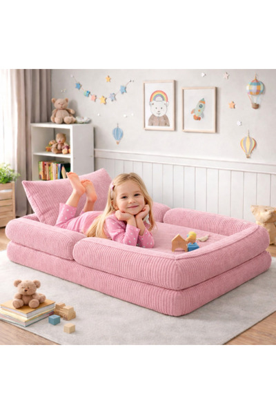 puffiber Premıum Modüler Çocuk Yatağı 80x160 cm –Oyun Minderi, Yer Yatağı Fit...