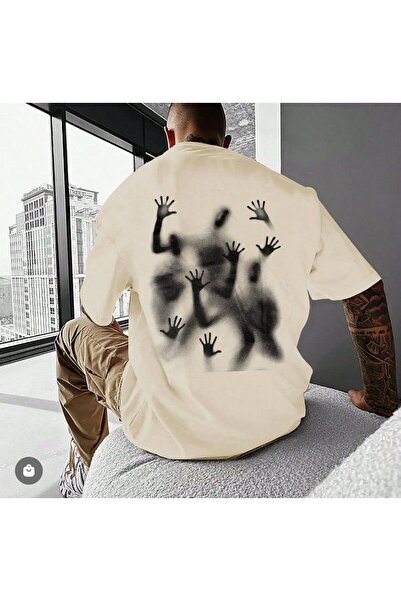 CLASSY.MODA Unisex White Oversize T-Shirt Printed Relaxed Fit Casual Streetwe...