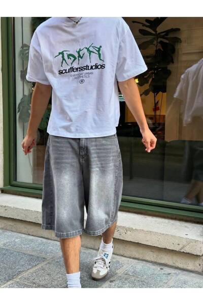 CLASSY.MODA Unisex Λευκό Υπερμεγέθη Μπλουζάκι με Στάμπα Άνετη Γραμμή Καθημερι...