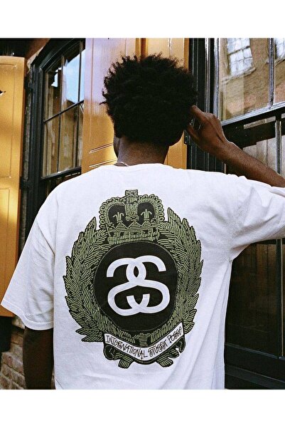 CLASSY.MODA Unisex Λευκό Υπερμεγέθη Μπλουζάκι με Στάμπα Άνετη Γραμμή Καθημερι...