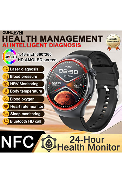 Choice4 Built in NFC Black Sapphire Glass Laser Detection Health Smartwatch M...
