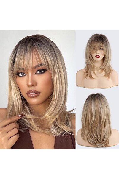 OEM Peruca blonda ombre, lungimea umarului, rezistenta la caldura, sintetica,...