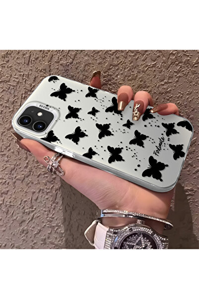 Hontinga iPhone 12 Compatible Silicone Little Butterfly Edge Hard Back Anti F...