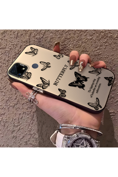 Hontinga حافظة هاتف من السيليكون متوافقة مع هاتف Realme C25S ذات حافة على شكل...