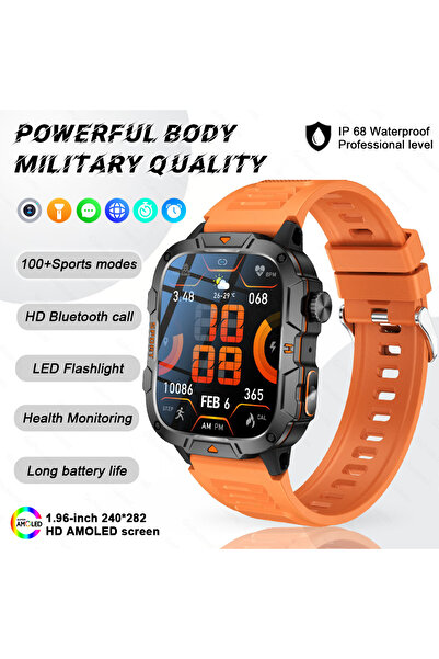 choice2 5ATM Waterproof Orange 2025 New For Military Bluetooth Call Smart Wat...