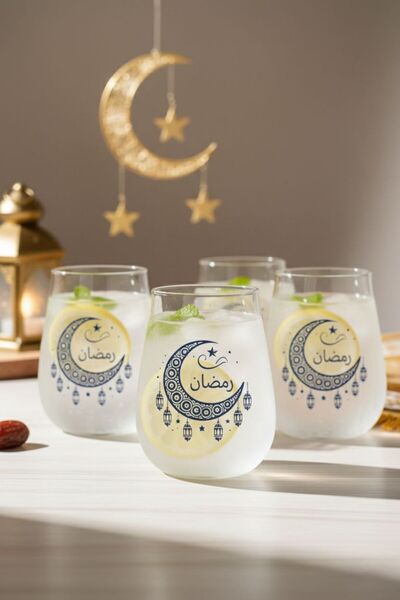 Caga Home CAGA Pinterest 4’lü Ramazan Temalı Cam Bardak Seti 350 ml – Hayırlı...