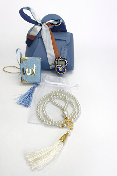 NazDeniz DERİ DUA ÇANTASI mini KURAN VAV detaylı TESBİH ve TAŞLI Zikirmatik Ö...