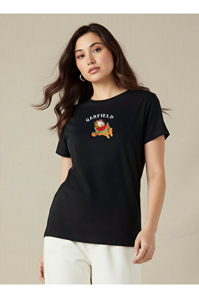 SP Characters Cotton T-shirt with Garfield Embroidery