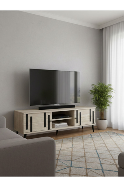 BEC26 Modern 160cm Plasma TV Stand - High-Quality Malaysian Wood