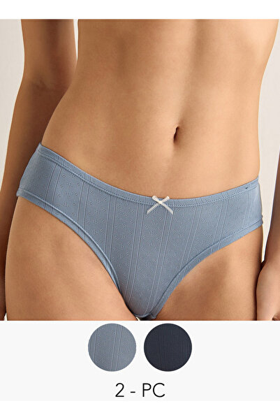 FAV Set of 2 - High Leg Briefs with Bow Accent