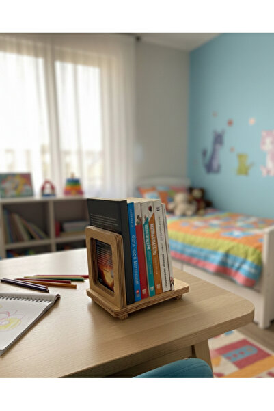 MONTETOYS Ahşap Kitap Tutucu Masa Üstü Kitaplık Düzenleyici Organizer - Dekor...