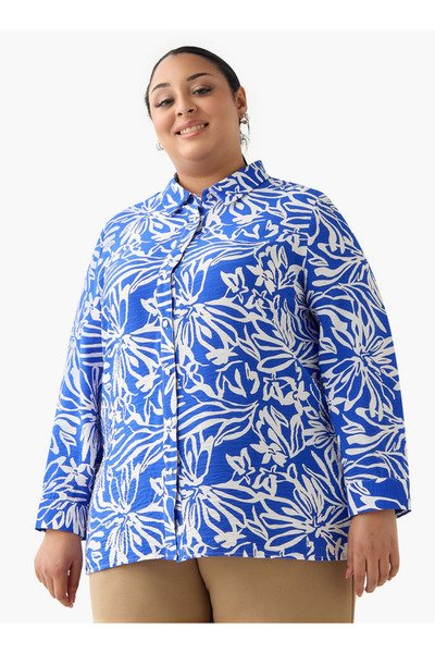 Ulla Popken قميص فيسكوز قصة مريحة بنقشة زهور