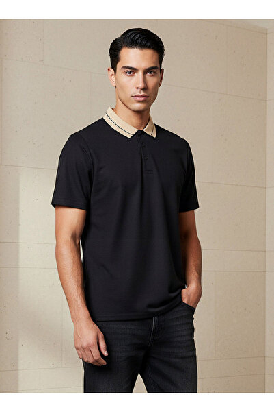 FAV Men Short Sleeves Contrast Collar Polo T-shirt