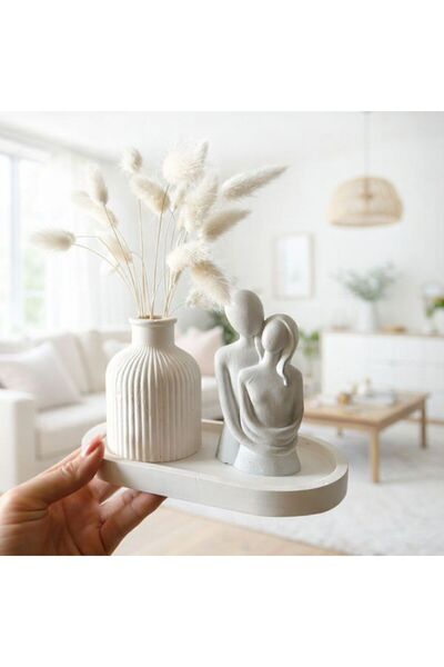 MeviDecor 3’lü Dekoratif Masa Üstü Set – 10 cm Vazo & 10 cm Sarılan Sevgilile...