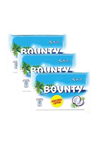 Bounty Chocolate Bar Value Pack 5 x 50 g Coconut Filled Milk Chocolate Bars f...