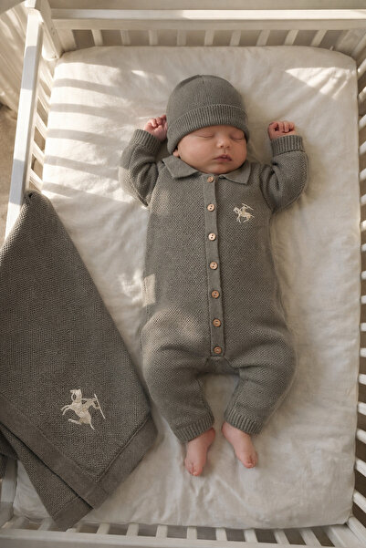 Mert Baby Ciritli Horse Embroidered Knitwear 5-Piece Organic Hospital Dischar...