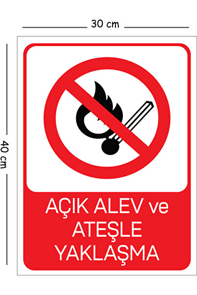 Mayeka Metal Open Flame and Fire Approach Warning 30X40 cm A3 Warning Work Sa...