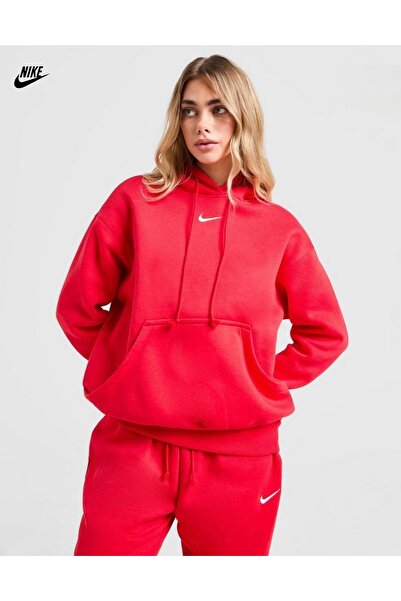 Nike Sportswear Phoenix Fleece Oversized Pullover Hoodie Bol Kalıp Kırmızı Ka...