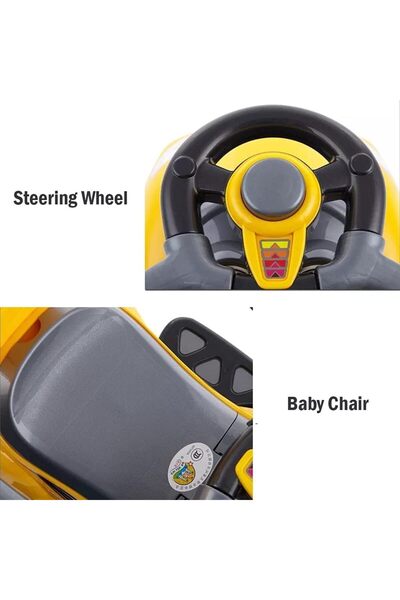 BAZAAR5 3-in-1 Toddler Push Car, Car-Shaped Walker with Music, Steering Wheel, Footrest, and Handle - Blue