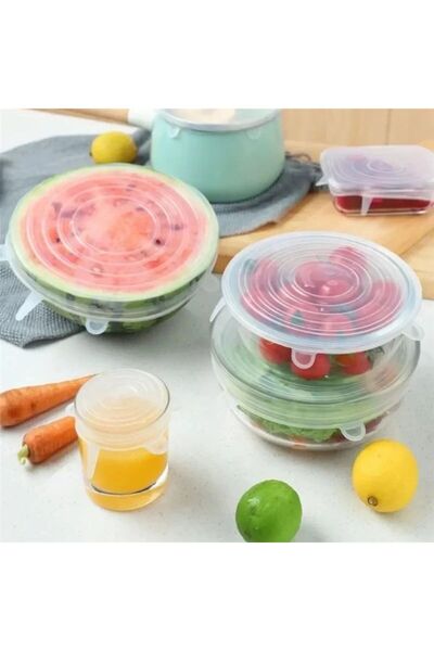 GÜRAY LİFE 6 Pieces Silicone Food Storage Protection Stretch Cover Set - Reus...