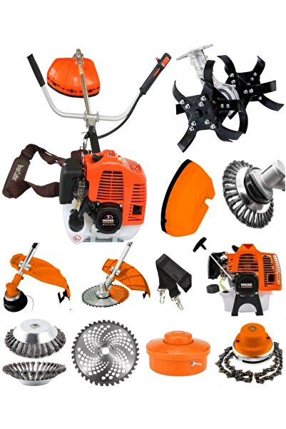 Mager Benzinli Ot Çalı Çim Biçme Makinası Yan Tırpan Çapa Ap Tel Fırça Misina...