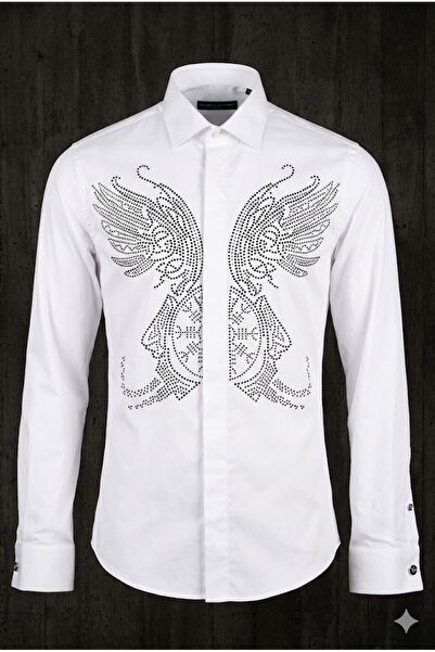 Plus Scorpion Cămașă elegantă cu aplicații decorative strălucitoare