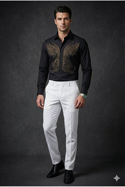 Plus Scorpion Elegant shirt with shiny decorative applications
