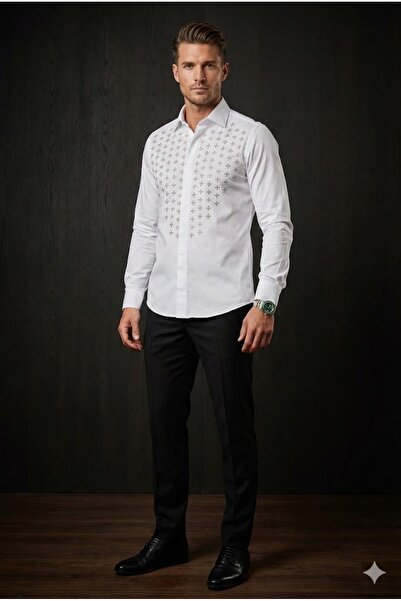 Plus Scorpion Elegant shirt with shiny decorative applications