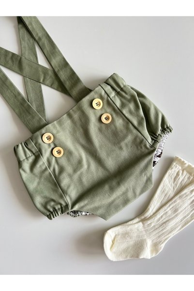 il mio bambino Handmade Cotton Gabardine Fabric Cagla Green Slopet