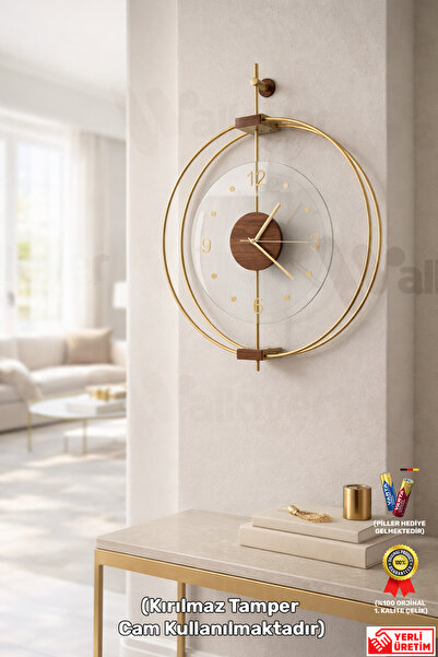 Wallover Design 3 Lü Büyük Boy Rosa Gold/Ceviz Luxry Set (Kırılmaz Tamperli C...