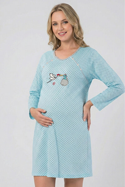 embody Cămașă de noapte maternă din bumbac, cu deschidere pentru alăptare, al...