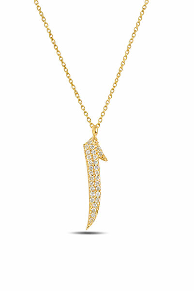 ÇEKİRDEK JEWELRY 925 Ayar Gümüş Elif Harf Kolye Zirkon Taşlı Şık Minimal Kadı...
