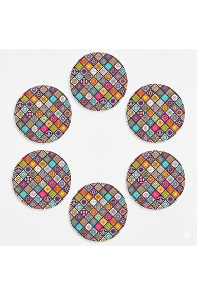 NOSTA Set of 6 Colorful Themed Coasters – with Protection Box