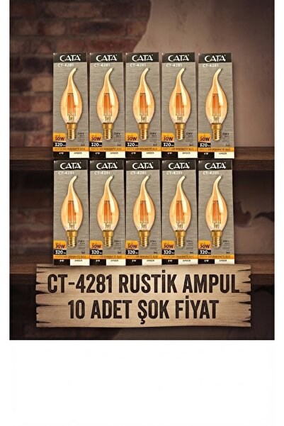 Cata Rustik Led Avizeler Için Ince Duylu Ampul 4w Amber Renk 10'lu Set Amber ...