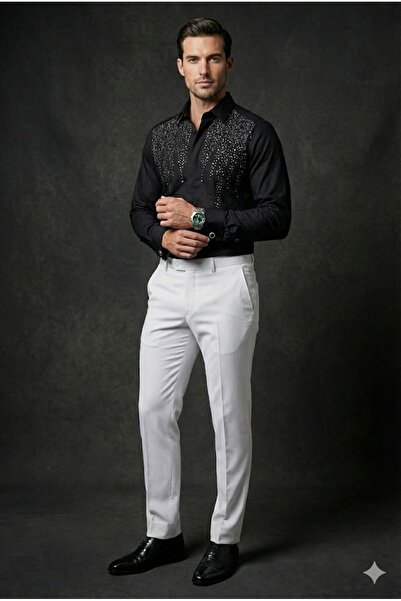 Plus Scorpion Elegant shirt with shiny decorative applications