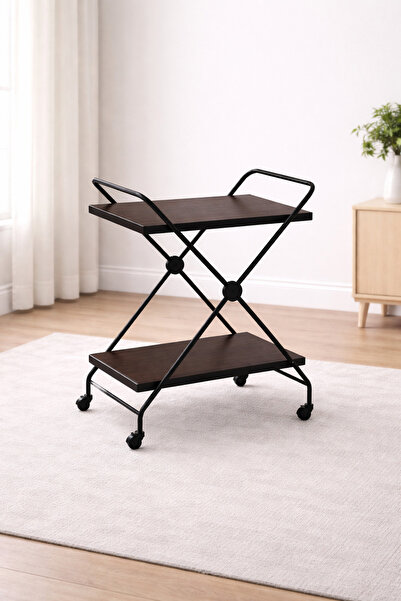 N.zone Modern service trolley with a contemporary design, featuring brown woo...