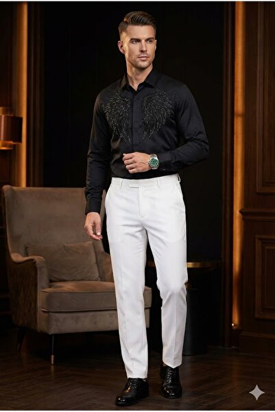 Plus Scorpion Elegant shirt with shiny decorative applications