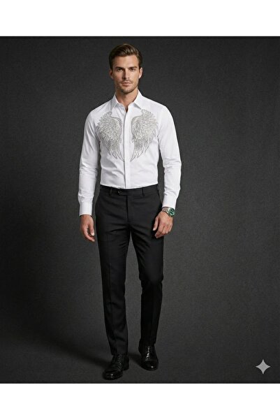 Plus Scorpion Elegant shirt with shiny decorative applications