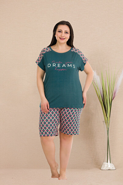 MOPİ Large Size Viscose Short Sleeve Shorts Pajama Set