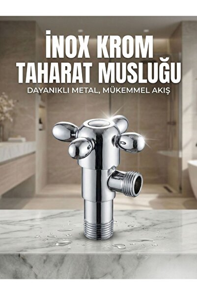 Vision Lüks Krom Taharet Musluğu - Topuz Başlı 1/2'' Banyo Tuvalet Ara Musluğ...